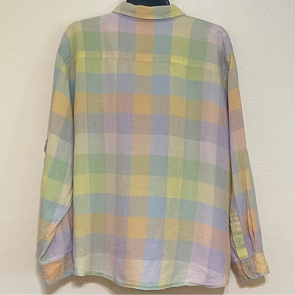 Ralph Lauren vintage pastel plaid linen button down classic preppy shirt size 3X - Picture 2 of 7